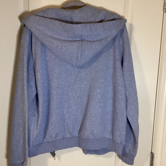 H&M Basics Women's Light Blue Fleece Hoodie Size L Front Zip Pockets Warm Soft - Picture 5 of 8